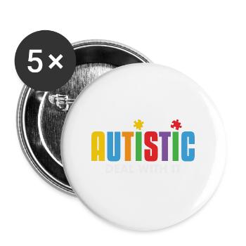 Autism Awareness Month - Buttons large 2.2''/56 mm (5-pack) - white - Front