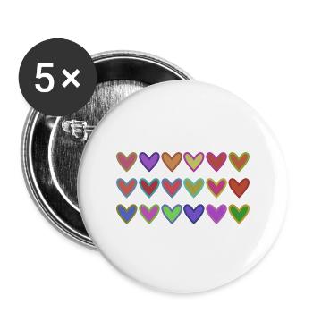 HEART. HEARTS. VALENTINE'S DAY. LOVE. LOVE. HEART - Buttons large 2.2''/56 mm (5-pack) - white - Front