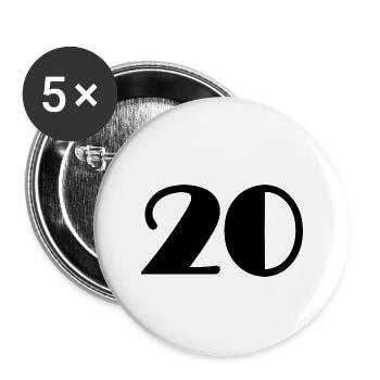 20,20 JAHRE,20-JÄHRIGES JUBILÄUM,20-JÄHRIGES JUBILÄUM,20 - Buttons groß 56 mm (5er Pack) - Weiß - Vorne
