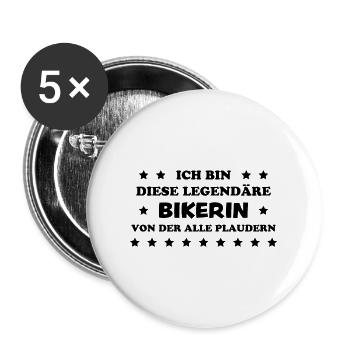 Bikerin Lustiger Spruch Bike Fun Sprüche Geschenk - Buttons groß 56 mm (5er Pack) - Weiß - Vorne