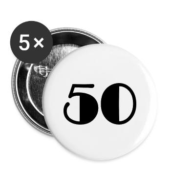 50 YEARS. 50th ANNIVERSARY. BIRTHDAY 50 YEARS. 50 - Buttons large 2.2''/56 mm (5-pack) - white - Front
