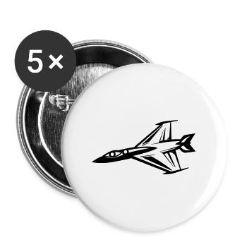 Kampfjet - Buttons groß 56 mm (5er Pack) - Weiß - Vorne