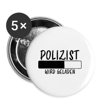 Polizist Spruch Polizei Lustiges Polizist Geschenk - Buttons groß 56 mm (5er Pack) - Weiß - Vorne