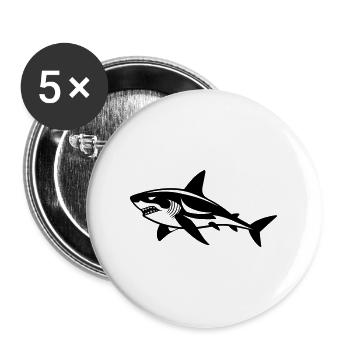 Requin - Lot de 5 grands badges (56 mm) - blanc - Devant