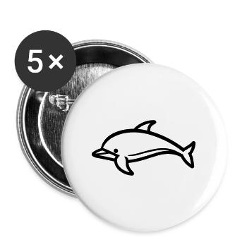 Delfin - Buttons groß 56 mm (5er Pack) - Weiß - Vorne
