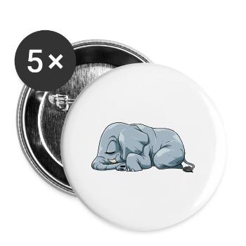 Niedlicher Schlafender Elefant - Buttons groß 56 mm (5er Pack) - Weiß - Vorne