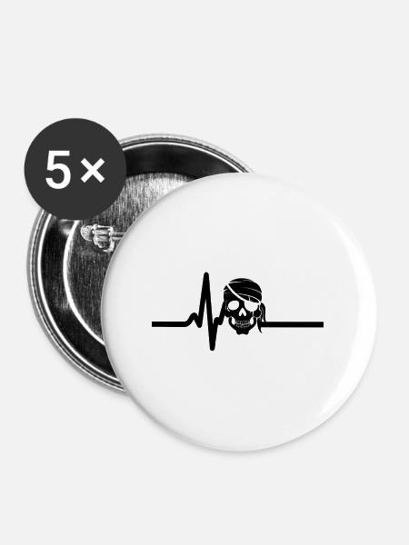 Schädel Schädel - Buttons groß 56 mm (5er Pack) - Weiß