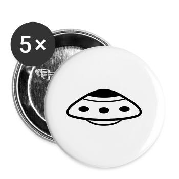 fliegende Untertasse - Buttons groß 56 mm (5er Pack) - Weiß - Vorne