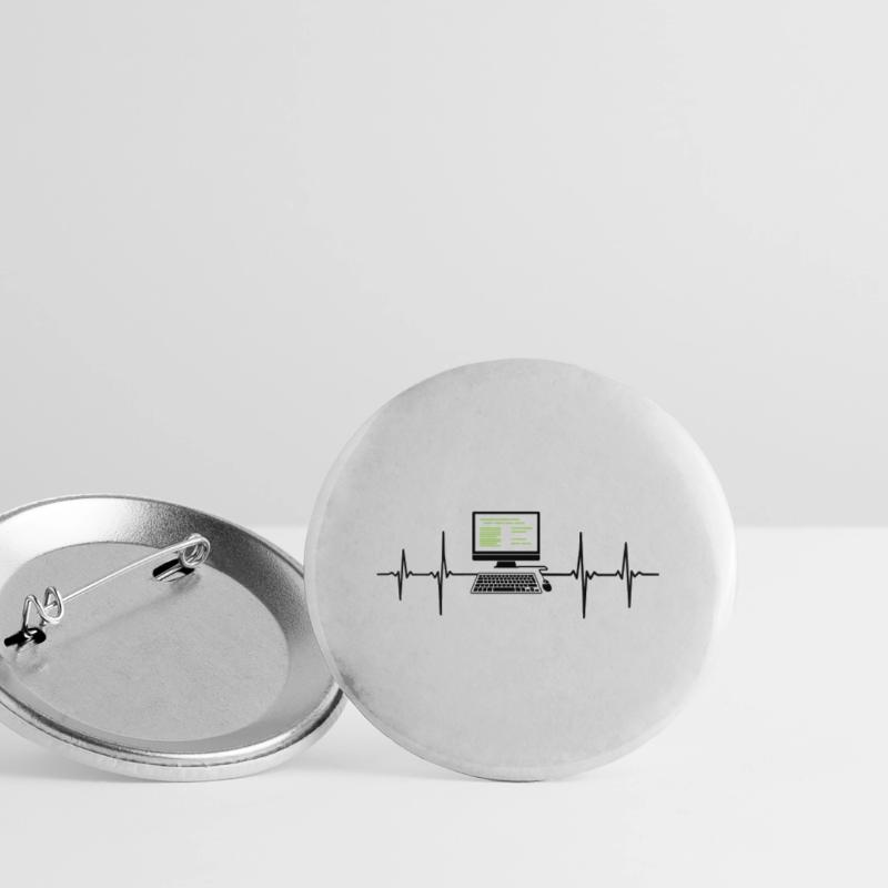 Computer EKG Herzschlag Programmierer PC Nerd Buttons groß 56 mm (5er Pack)