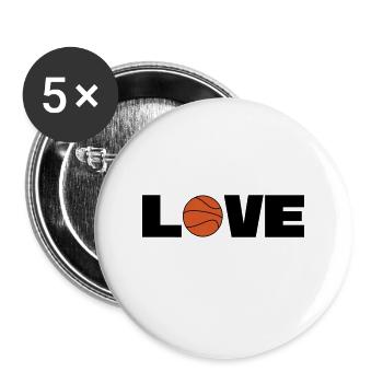 Love Basketball - Buttons large 2.2''/56 mm (5-pack) - white - Front