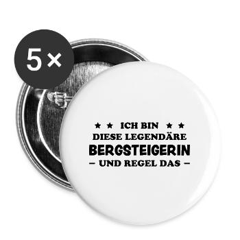 Bergsteigerin Wandern Fun Lustiger Spruch Geschenk - Buttons groß 56 mm (5er Pack) - Weiß - Vorne