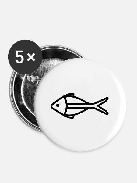 Fisch - Buttons groß 56 mm (5er Pack) - Weiß