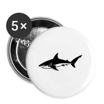 Requin - Lot de 5 grands badges (56 mm) - blanc - Devant