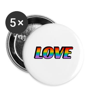 Rainbow text LOVE LGBT Pride Month - Buttons large 2.2''/56 mm (5-pack) - white - Front