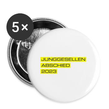 Junggesellen Abschied 2023 - Buttons groß 56 mm (5er Pack) - Weiß - Vorne