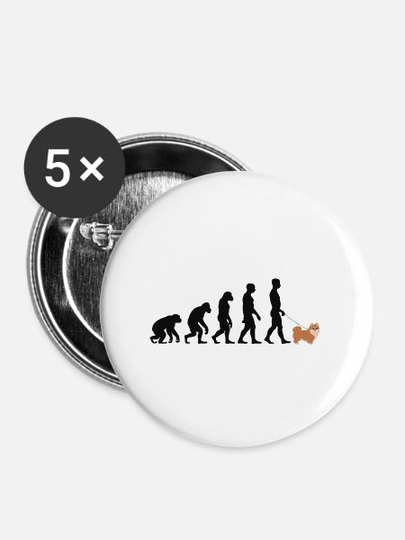 Zwergspitz - Buttons groß 56 mm (5er Pack) - Weiß