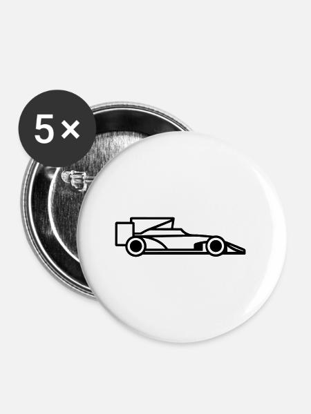 F1-Rennwagen - Buttons groß 56 mm (5er Pack) - Weiß