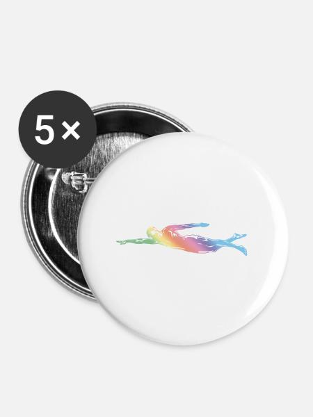 Schwimmen Silhouette - Buttons groß 56 mm (5er Pack) - Weiß