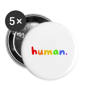 Mois de la fierté LGBTQ humaine Gay Pride arc-en-ciel - Lot de 5 grands badges (56 mm) - blanc - Devant