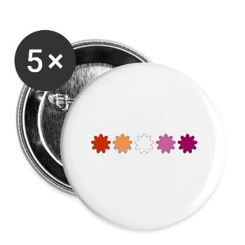 Dezente Lesbian Pride Blumen - Buttons groß 56 mm (5er Pack) - Weiß - Vorne