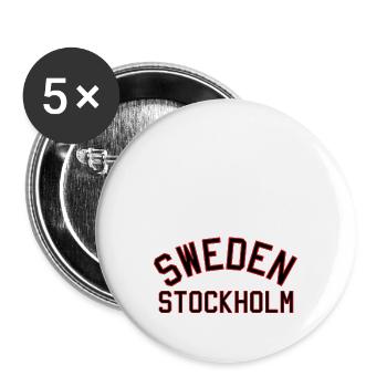 Suède Stockholm - Lot de 5 grands badges (56 mm) - blanc - Devant