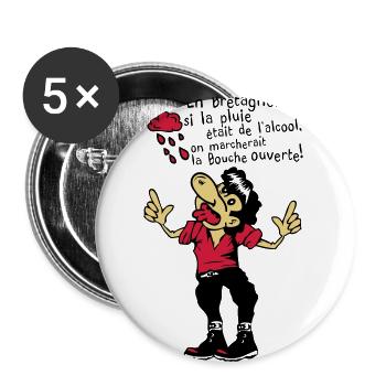 breton bouche ouverte alcool humour citation - Lot de 5 grands badges (56 mm) - blanc - Devant