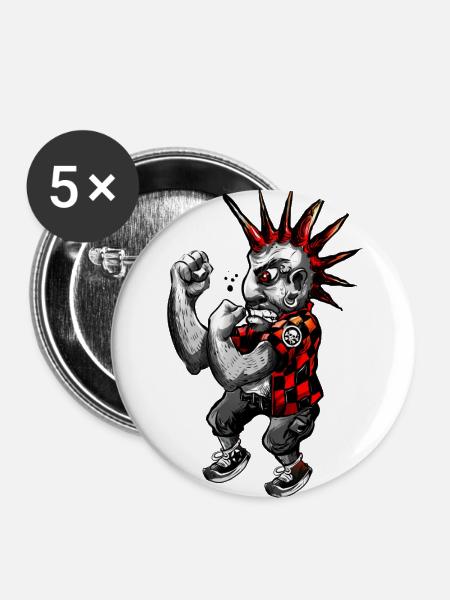 Fighting Punk - Buttons groß 56 mm (5er Pack) - Weiß