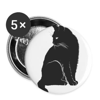Katze - Buttons groß 56 mm (5er Pack) - Weiß - Vorne