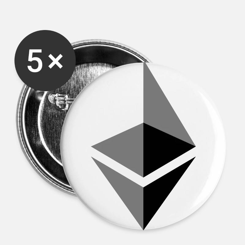 etherium ether ETH - Buttons large 2.2''/56 mm (5-pack) - white
