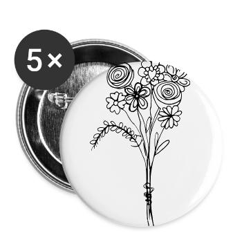 fleurs - Lot de 5 grands badges (56 mm) - blanc - Devant
