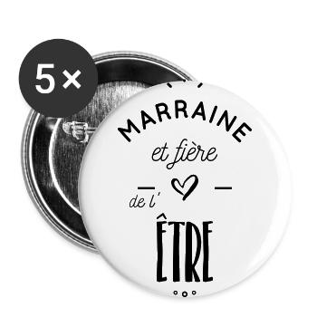 Marraine fière - Lot de 5 grands badges (56 mm) - blanc - Devant