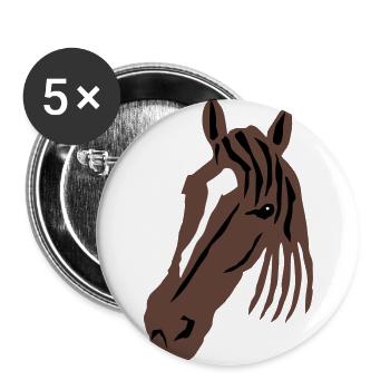 Cheval - Lot de 5 grands badges (56 mm) - blanc - Devant