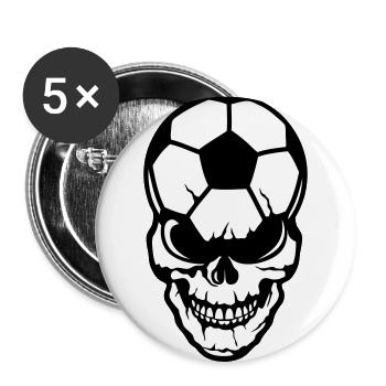 soccer head of death skull skull - Buttons large 2.2''/56 mm (5-pack) - white - Front