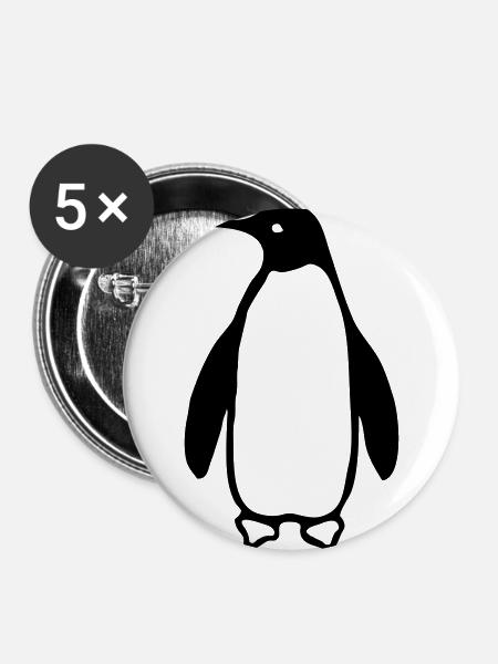 Pinguin - Buttons groß 56 mm (5er Pack) - Weiß