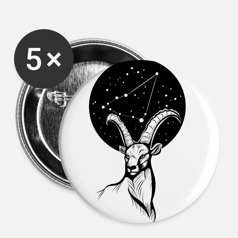 Steinbock - Buttons groß 56 mm (5er Pack) - Weiß