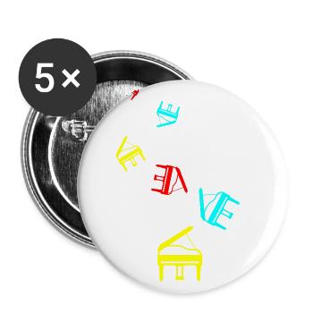 Klavier musik - Buttons groß 56 mm (5er Pack) - Weiß - Vorne