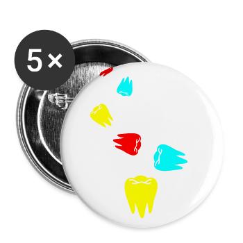 Zahn icon symbol - Buttons groß 56 mm (5er Pack) - Weiß - Vorne