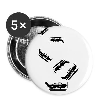 Airplane symbol - Buttons large 2.2''/56 mm (5-pack) - white - Front