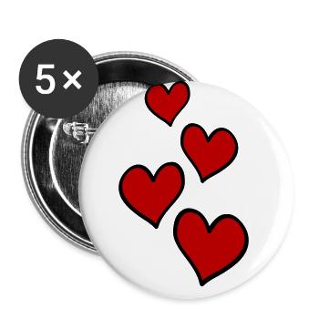 Hearts Love Symbol - Buttons large 2.2''/56 mm (5-pack) - white - Front