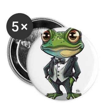 Grenouille de smoking - Lot de 5 grands badges (56 mm) - blanc - Devant