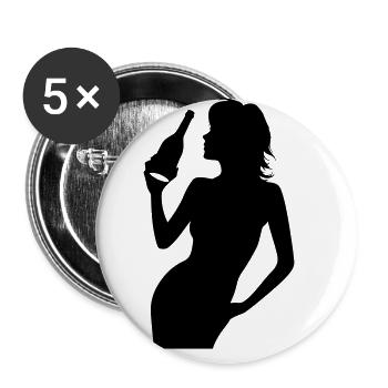Party Woman Silhouette Celebrate Bottle - Buttons large 2.2''/56 mm (5-pack) - white - Front