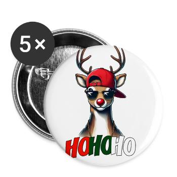 hohoho rentier - Buttons groß 56 mm (5er Pack) - Weiß - Vorne