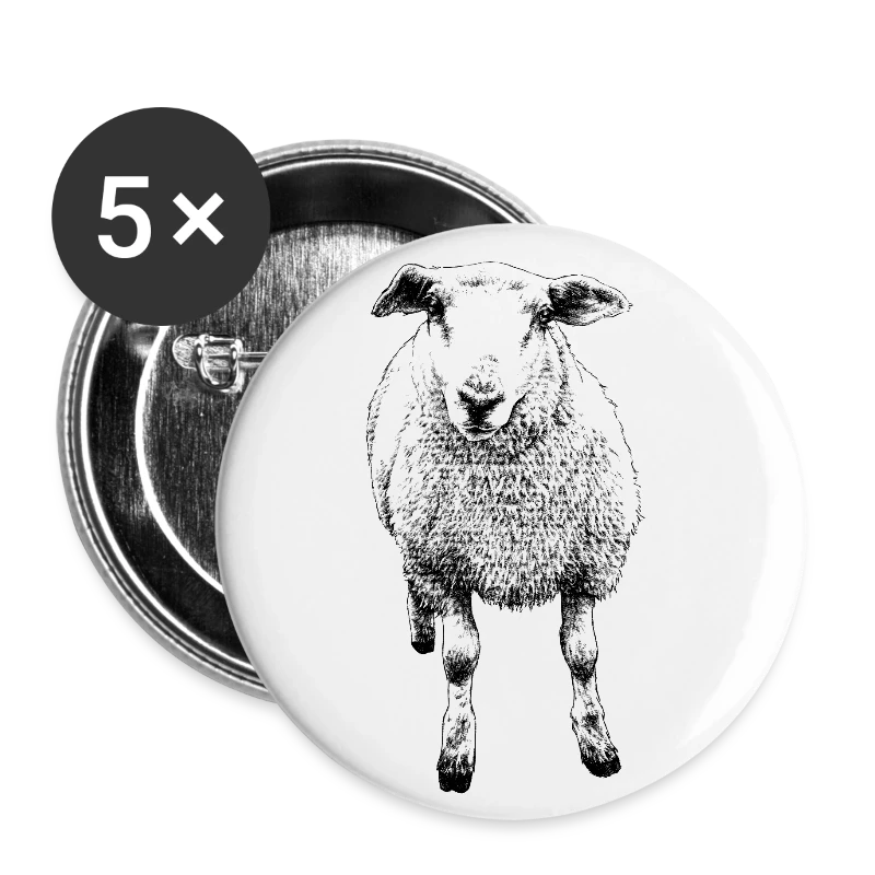 Schaf, Hausschaf - Buttons gro&szlig; 56 mm (5er Pack)