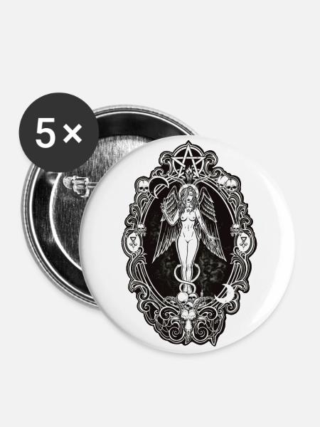 Baphomets Freundin - Buttons groß 56 mm (5er Pack) - Weiß