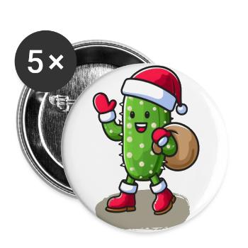 Santa Cactus - Buttons large 2.2''/56 mm (5-pack) - white - Front