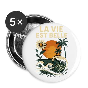 Sous le Soleil - Lot de 5 grands badges (56 mm) - blanc - Devant
