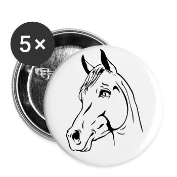 horse head - Buttons large 2.2''/56 mm (5-pack) - white - Front