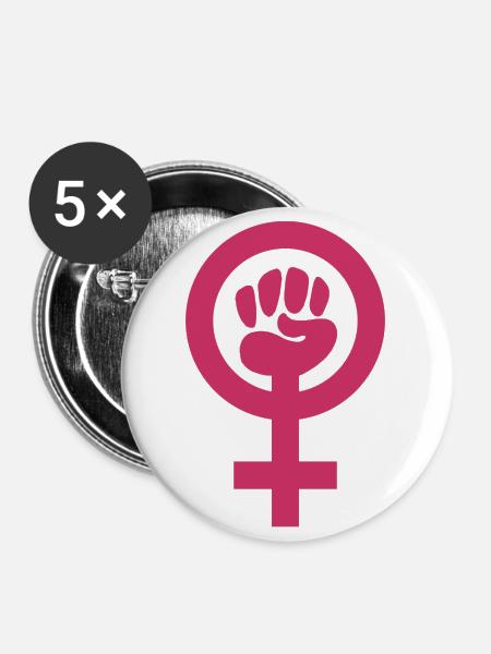 Feminismus macht - Buttons groß 56 mm (5er Pack) - Weiß