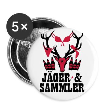 66 Hirsch Jäger und Sammler Bier Party Sex Spaß - Buttons groß 56 mm (5er Pack) - Weiß - Vorne