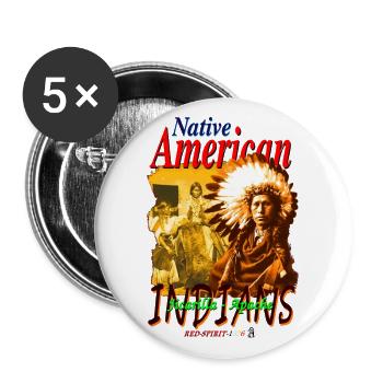 Native American INDIANS 3 - Lot de 5 grands badges (56 mm) - blanc - Devant